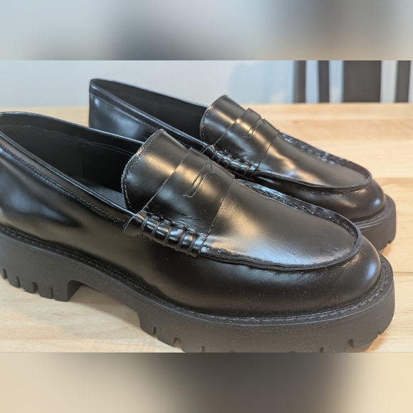 Steve Madden Langston Black Leather Loafers Size 8 - Picture 2 of 5